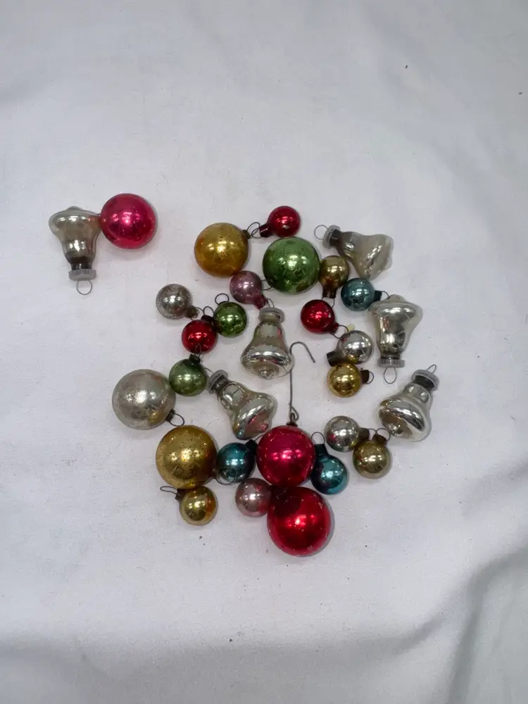 VTG Mercury Glass Lot Of Christmas Ornaments