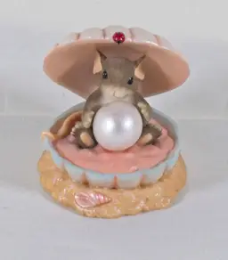 Fitz&Floyd Charming Tales "You're My Treasure" Figurine Mouse Pearl Shell 3.25" Tall