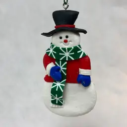 Black hat - Handmade Polymer Clay Snowman Ornament