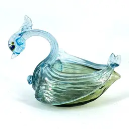 Murano Glass Blue Swan Open Salt