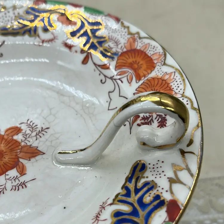Vtg Nappy Dish Had Painted Orange And Blue Floral