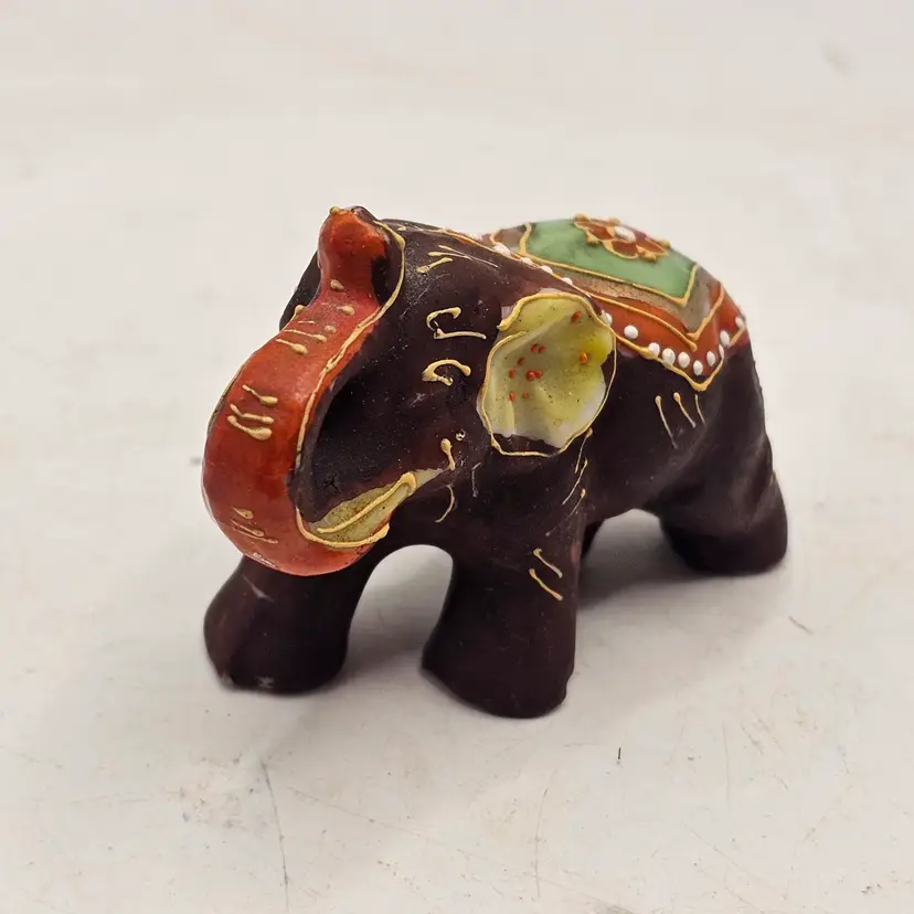 Vintage Porcelain elephant Ornate miniature Figurine Japan
