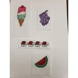 Lot Of 4 Picnic Themed Cross-stitched Pieces