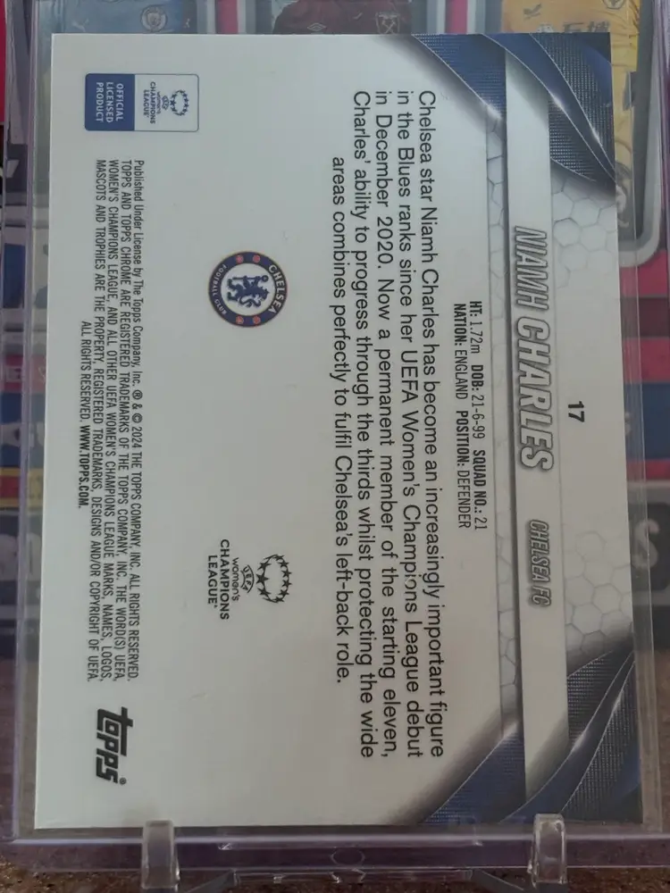 Niamh Charles 2023-24 Topps Chrome Sapphire Gold /50 #17 Chelsea England