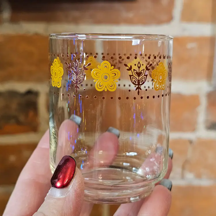 Vintage Corelle Pyrex Butterfly Gold 4oz Juice Glasses Lot Of 4