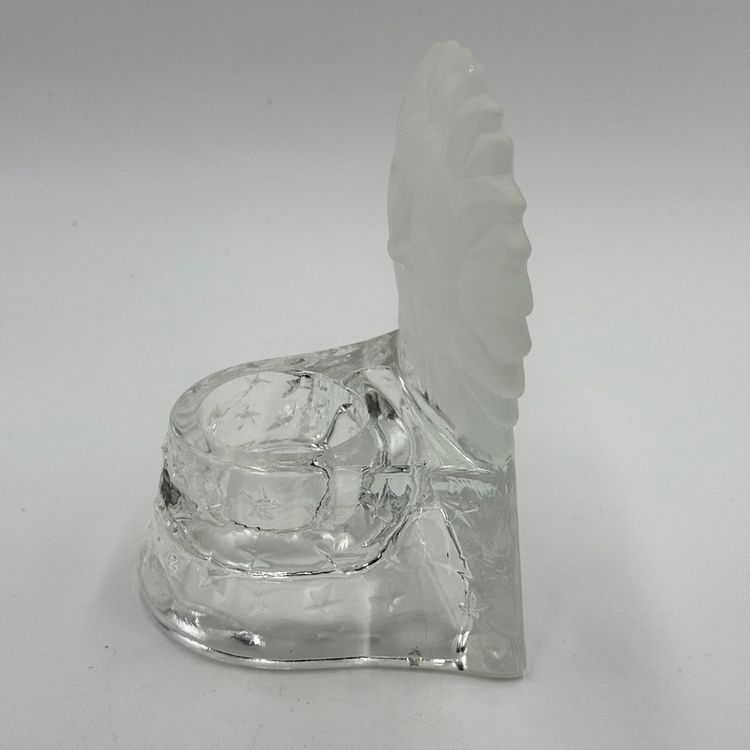 Celestial Sun Frosted And Clear Glass Vintage Tea Light Candle Holder