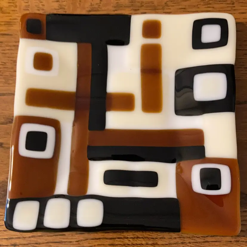 Fused Glass Abstract Art Piece! 8” x 8”!