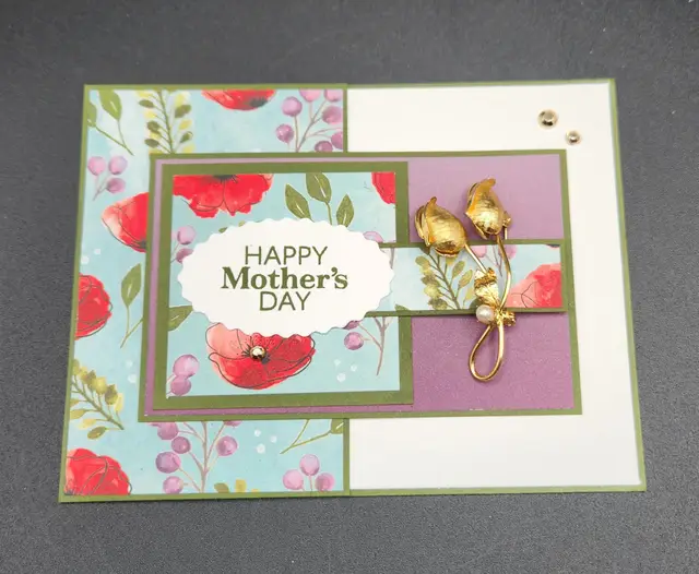 Happy Mother's Day Card with Brooch (Purple)