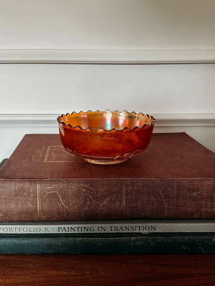 Vintage Dogwood Carnival Glass Bowl