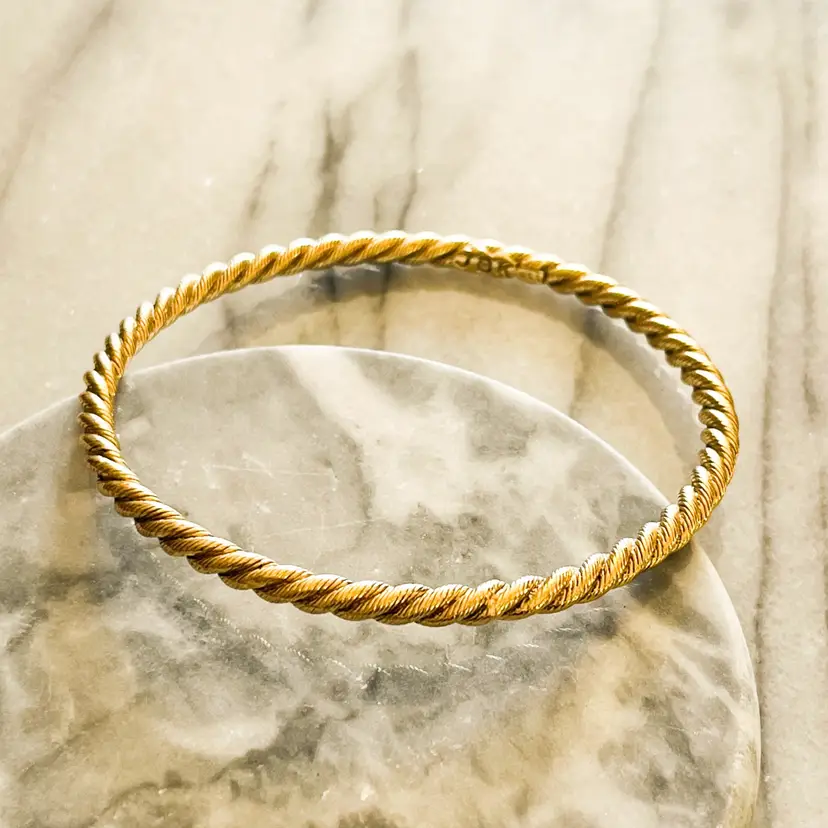 Vintage JBK Camrose and Cross Bracelet Gold Rope Bangle Retro Cottagecore Jackie Kennedy Signed