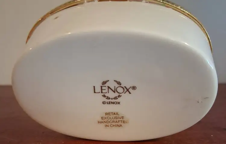 Vintage Lenox Porcelain Oval Floral Pink Rose Painted Jewelry Hinged Trinket Box