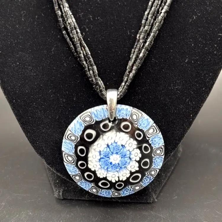 De Biasi Murano Made Millefiori Necklace In Original Box With Tag