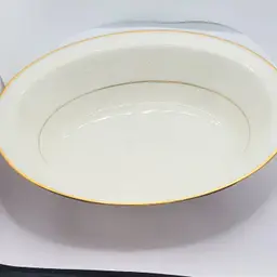 #01 Vintage White Porcelain Serving Bowl with Gold Trim Noritake Fine China Tulane Vegetable Serving Dish #7562 - 10" x 7.75"