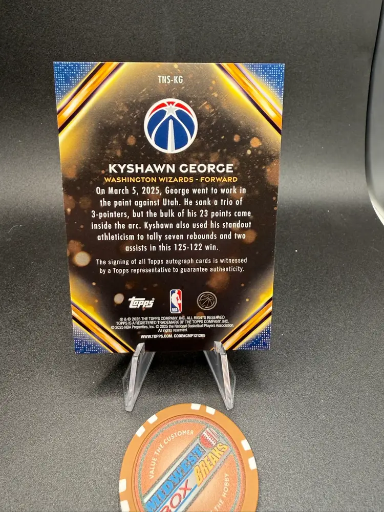 Keyshawn George Notch Signatures Auto Topps NBA 25-26 Washington Wizards