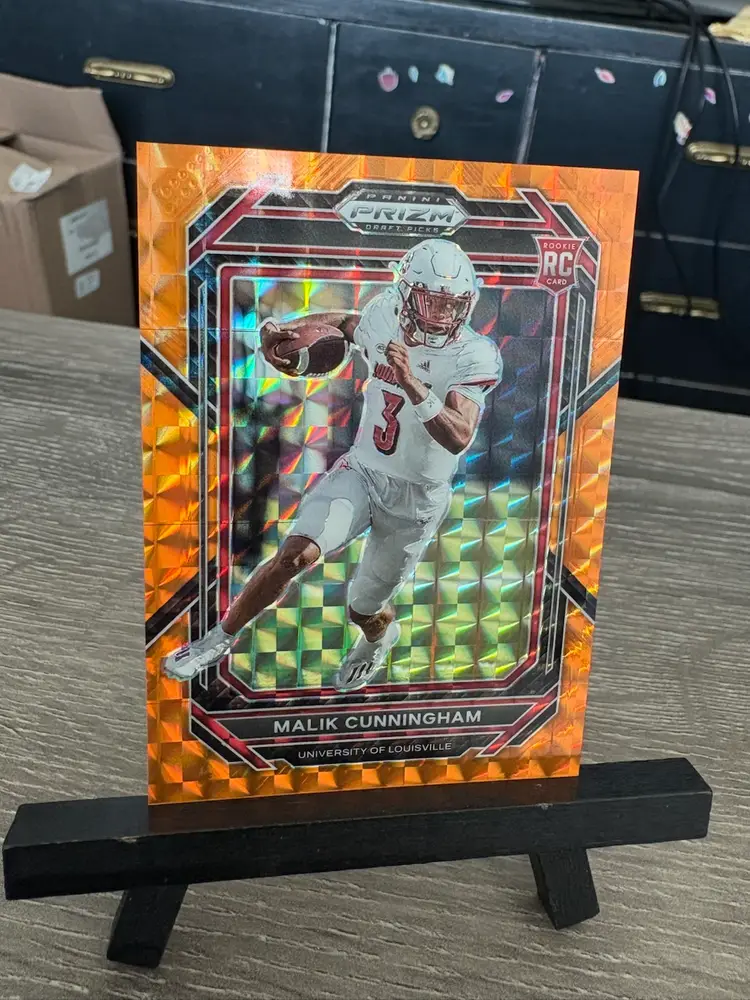 Malik Cunningham 2023 Panini Prizm Draft Picks RC Rookie Orange Finite /39 NCAA College Football Card Louisville Cardinals (F)