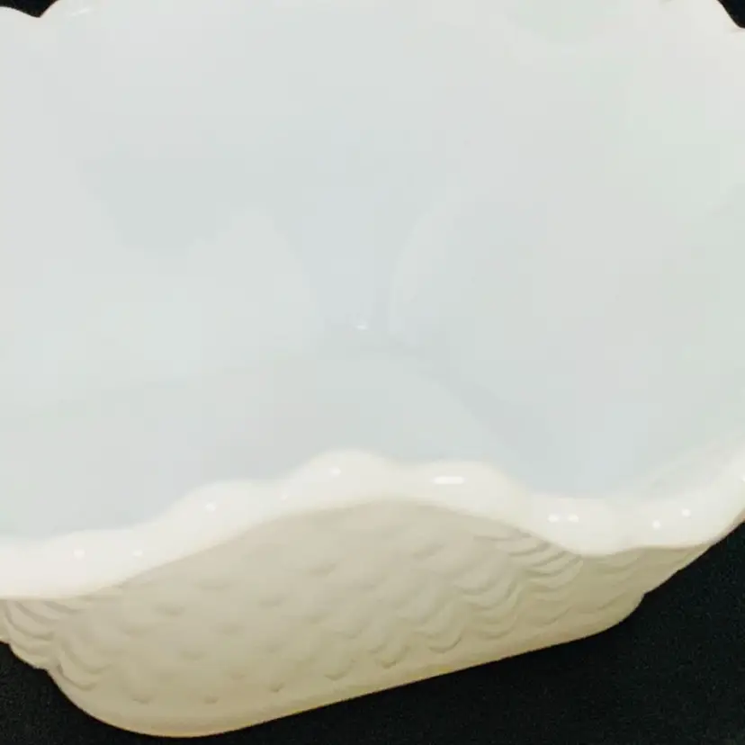 #2 Vintage White Milk Glass Diamond Cut Point Square Candy Nut Trinket Dish Stunning Candy Trinket Dish