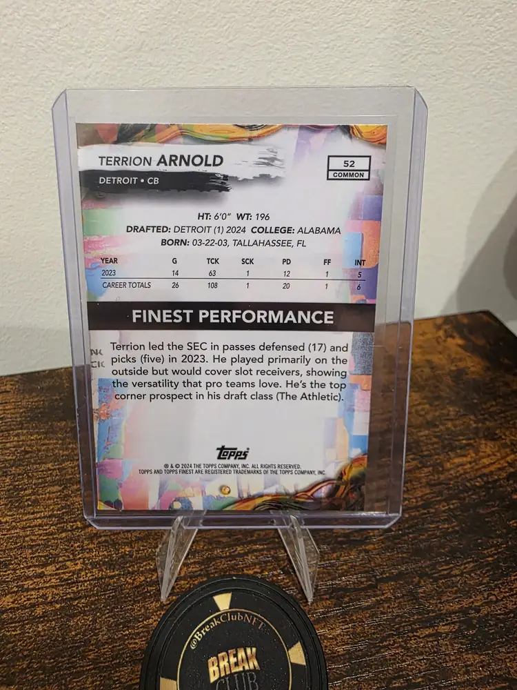 Terrion Arnold Topps Finest /99