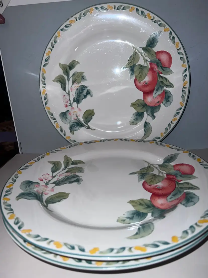 VTG Set Of 3 Julie Pople Country Fruit Collection 10 1/4” Dinner Plates