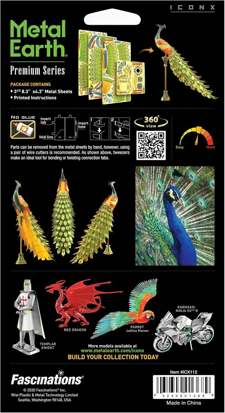 Fascinations Metal Earth Peacock Premium Series Model Kit Steel Model ICX112