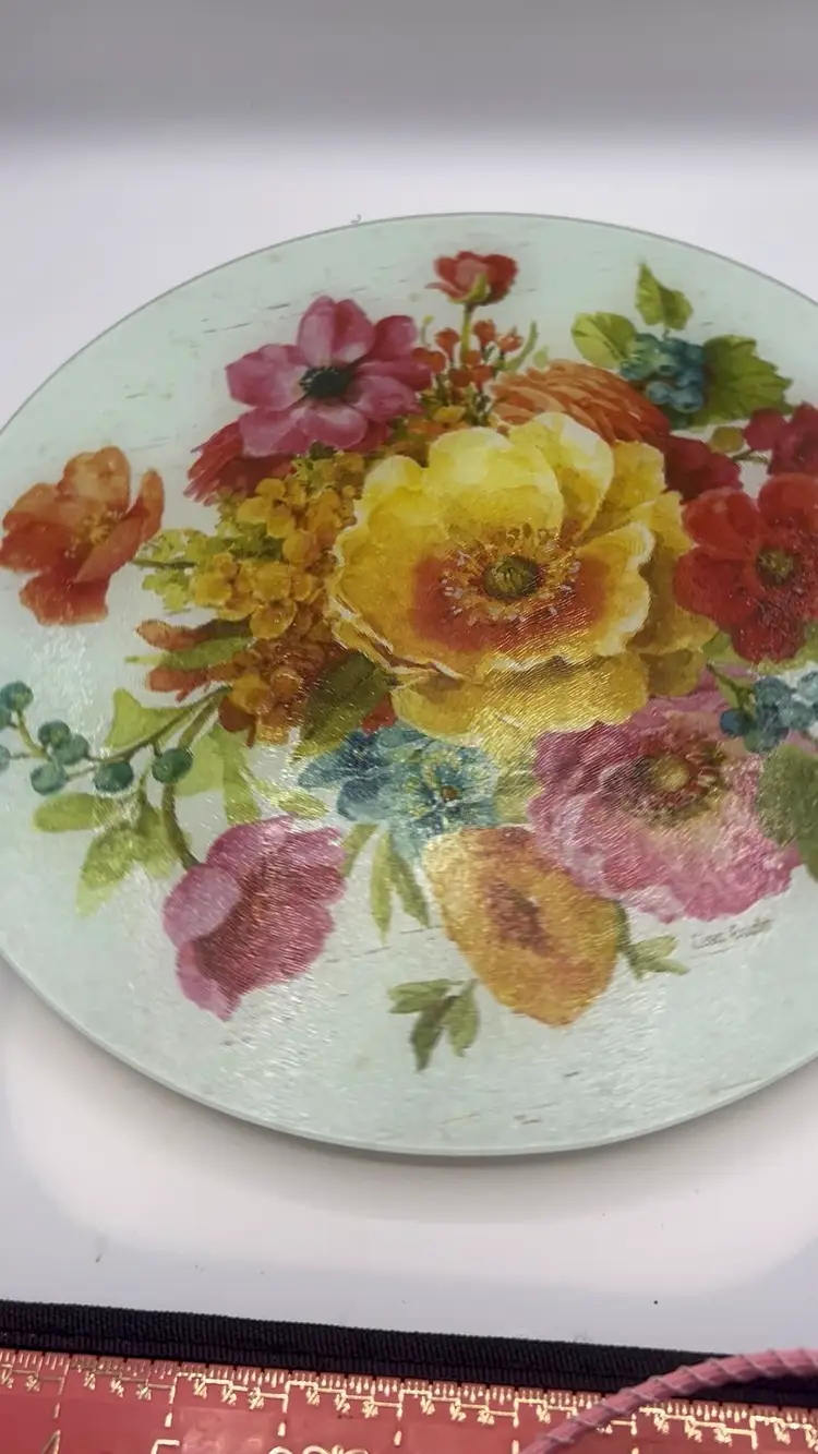 Floral Glass Lazy Susan By Lisa Audit