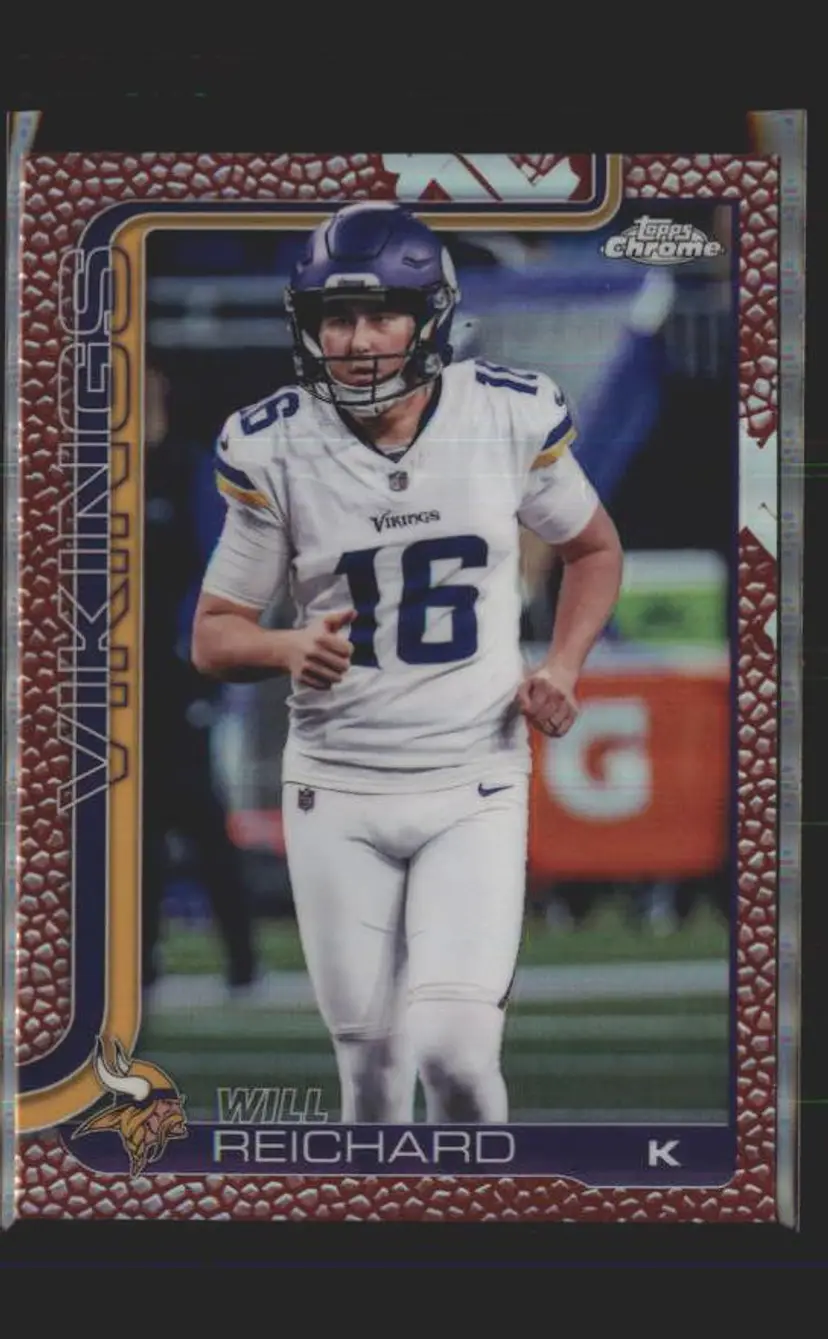 Will Reichard 2025 Topps Chrome #203 Football Leather Refractor - (141) - Minnesota Vikings