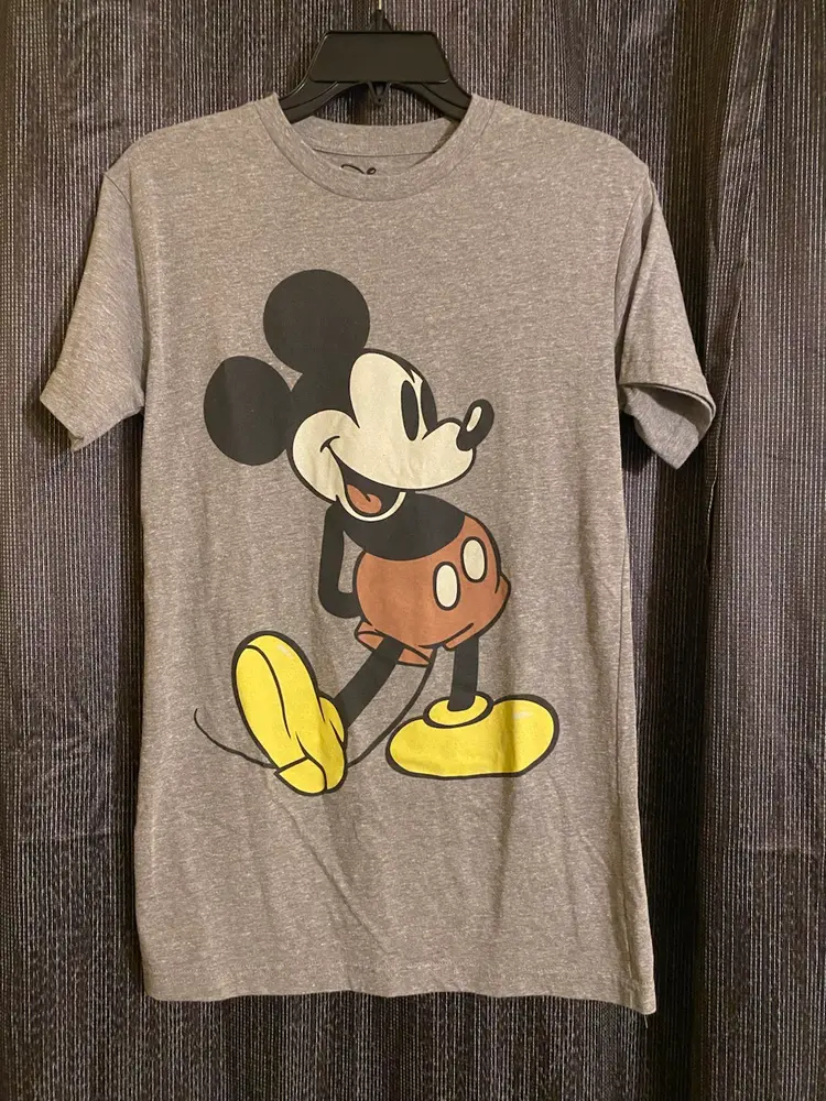 Disney Size Small Gray Mickey Mouse Short Sleeve T-Shirt