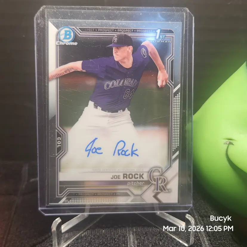 2021 Bowman Draft Chrome Auto - Joe Rock Colorado Rockies