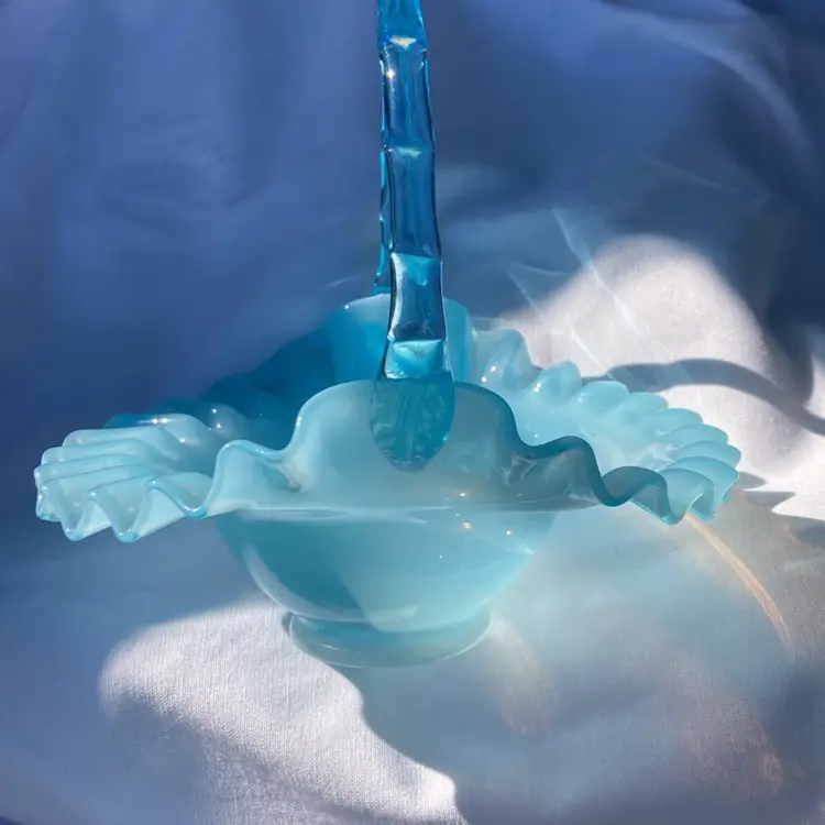 Fenton Blue Opalescent Basket