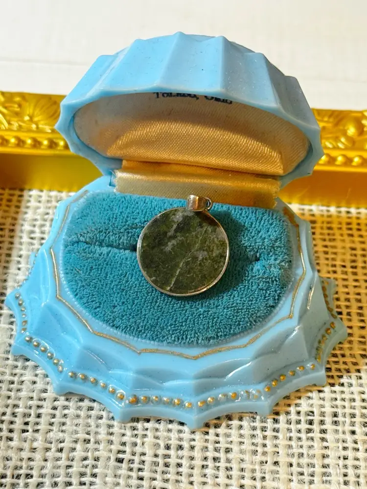 Sterling Connemara Marble Shamrock Irish Pendant