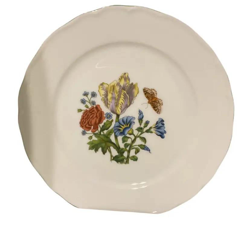 🎉Yellow Floral Bouquet W Butterfly Salad Plate