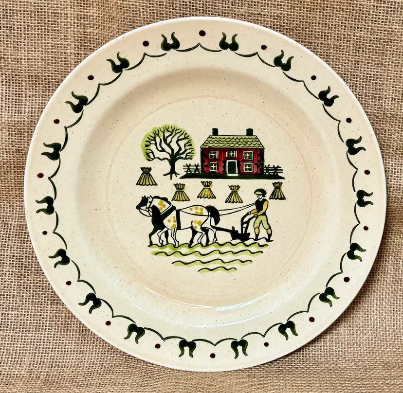Vintage Poppytrail Homestead Provincial Charger Plate Serving Platter Farm Core