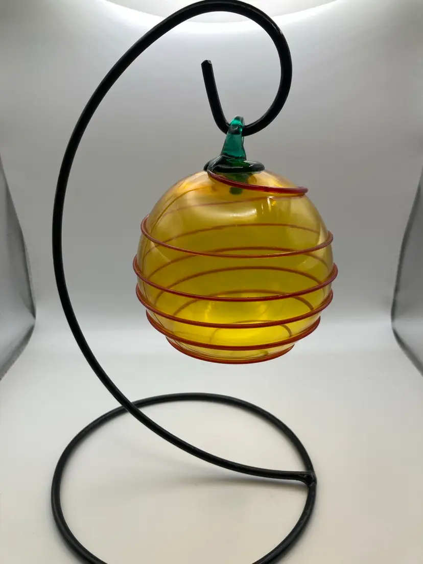 Vintage Signed βSonja 96β Sonja Blomdahl Glass Orb 4 1/2β Tall 3β Wide! UV Reactive! Minimal Wear To Glass Bands! See Pics! Priced accordingly! Stand NOT Included!