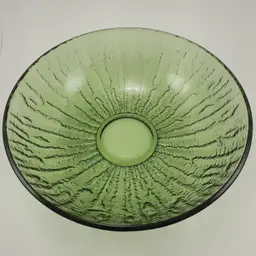 Vintage Avocado Green Glass Textured Serving Bowl