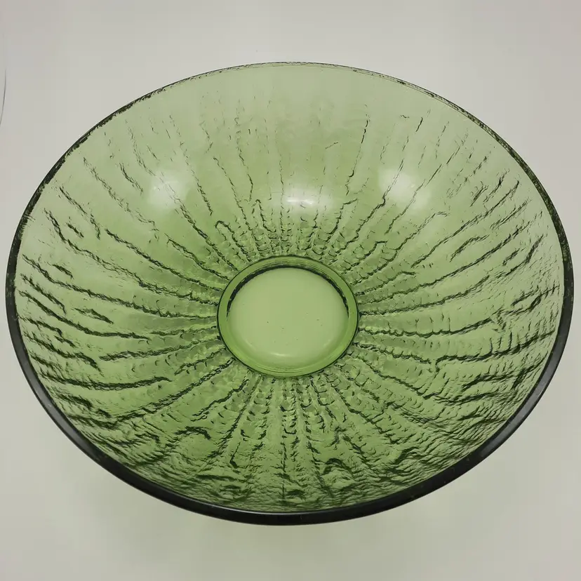 Vintage Avocado Green Glass Textured Serving Bowl