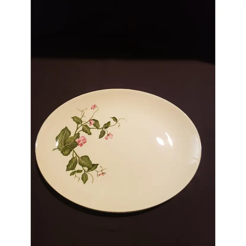 Vintage Homer Laughlin Small Serving Platter Rhythm "Sweet Pea" Pink Flowers