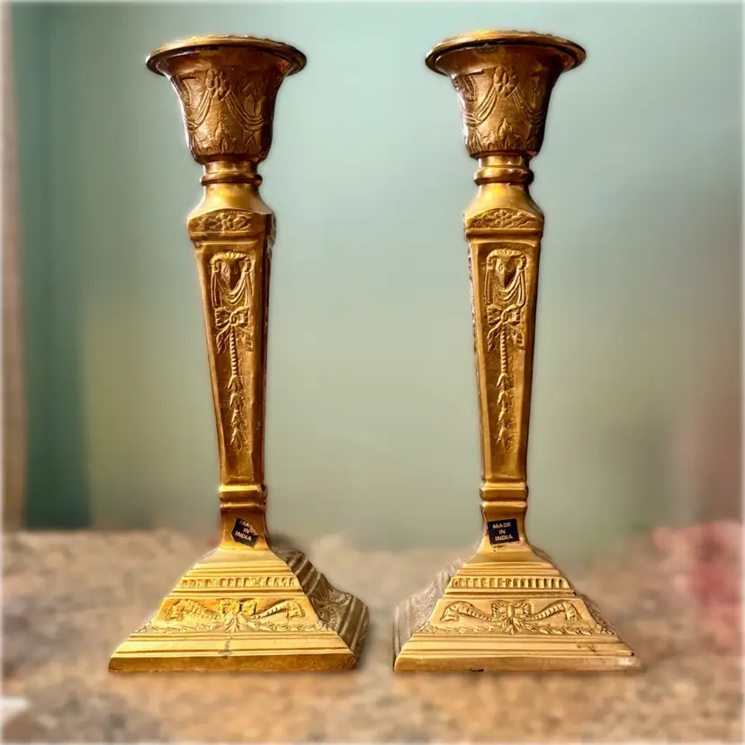 Vintage Andrea by Sadek Brass Taper Candlestick Candleholders