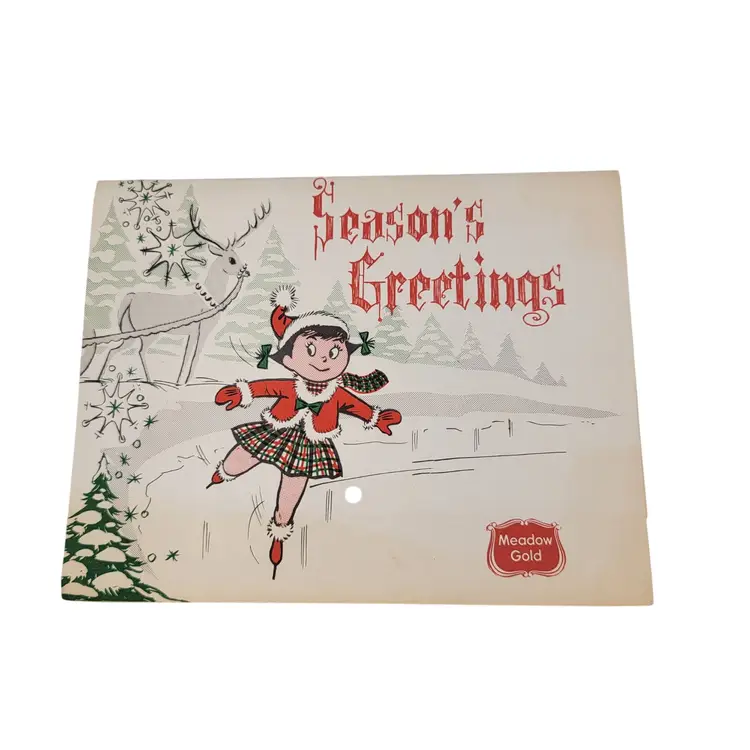 VTG 1966 Meadow Gold Seasons Greetings Christmas Advertisement Calendar Recipes