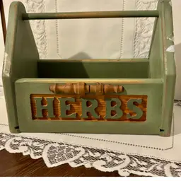 Up-Cycled Green “HERBS” Lemon Tote 11x9x7