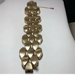 Bergere Signed Wide Goldtone Bracelet 7.5” About 1 1/2 Wide. Heavy Piece Well Made 1946-1978
