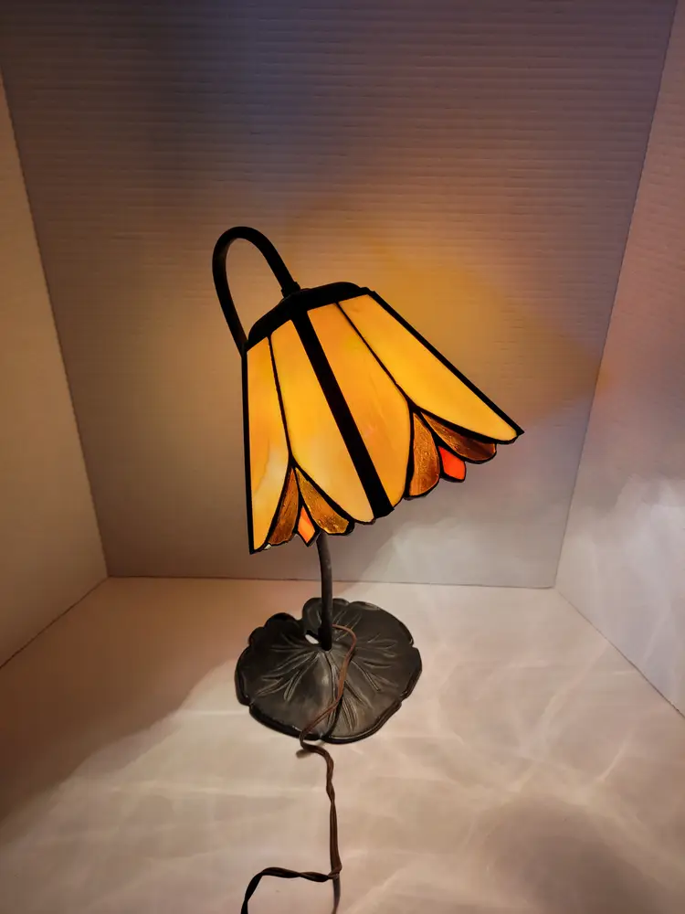 Stained Glass Gooseneck Table Desk Lamp Fixture Tested