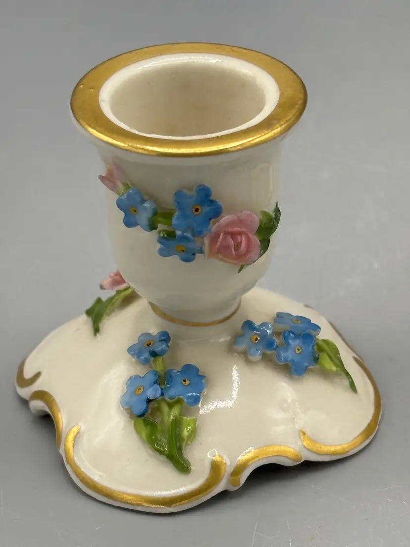 Vintage pair Von Shierholtz German blue candle holders