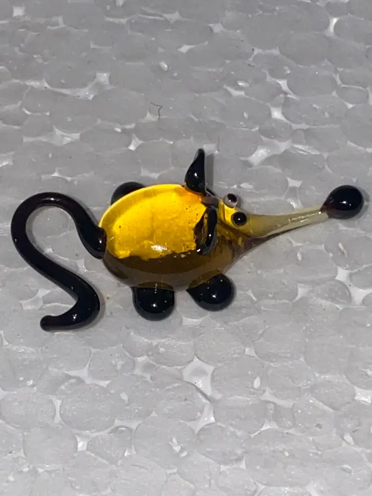 #01 25% Off In From Ukraine Miniature (1 To 1.5") Blown Glass  Amber And Black Cat Front And Back Photos (was $8)