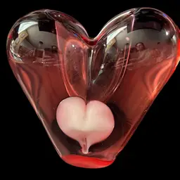 Signed, Double Heart Shaped Paper Weight 3” Tall