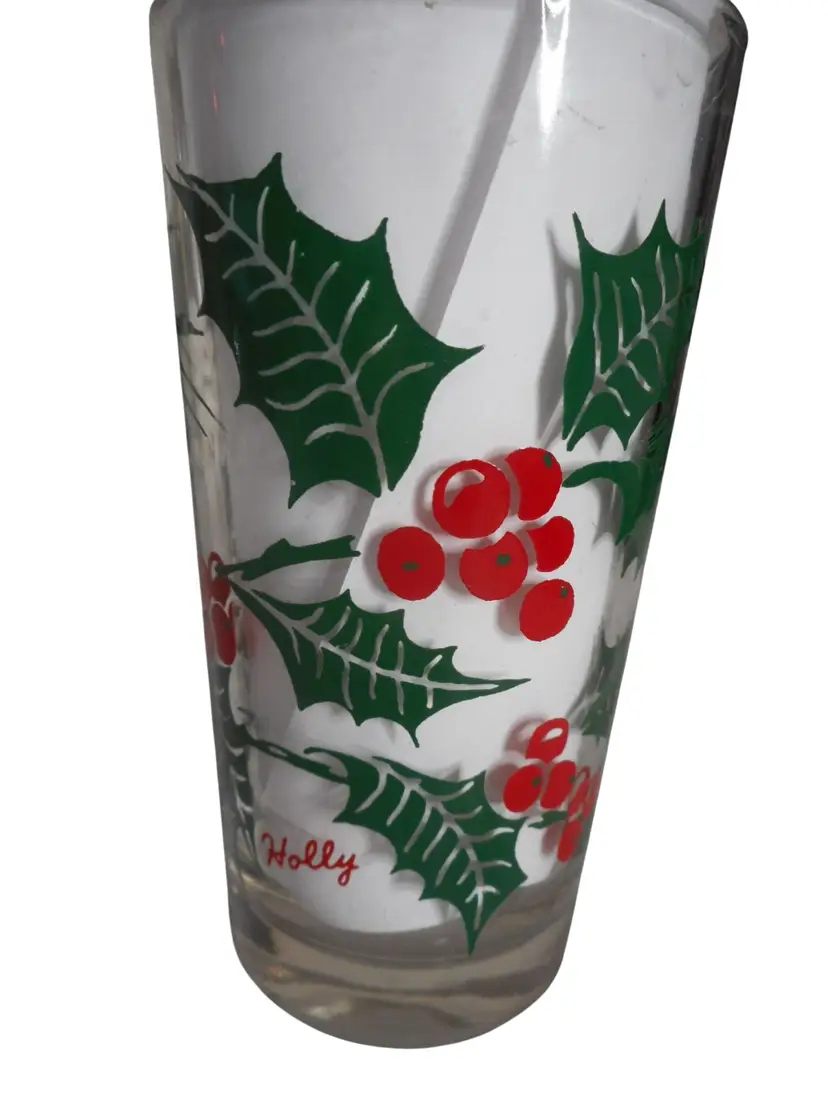 Vintage MCM Peanut Butter Drinking Juice Glass Tumbler Holly Estate find 5" #10