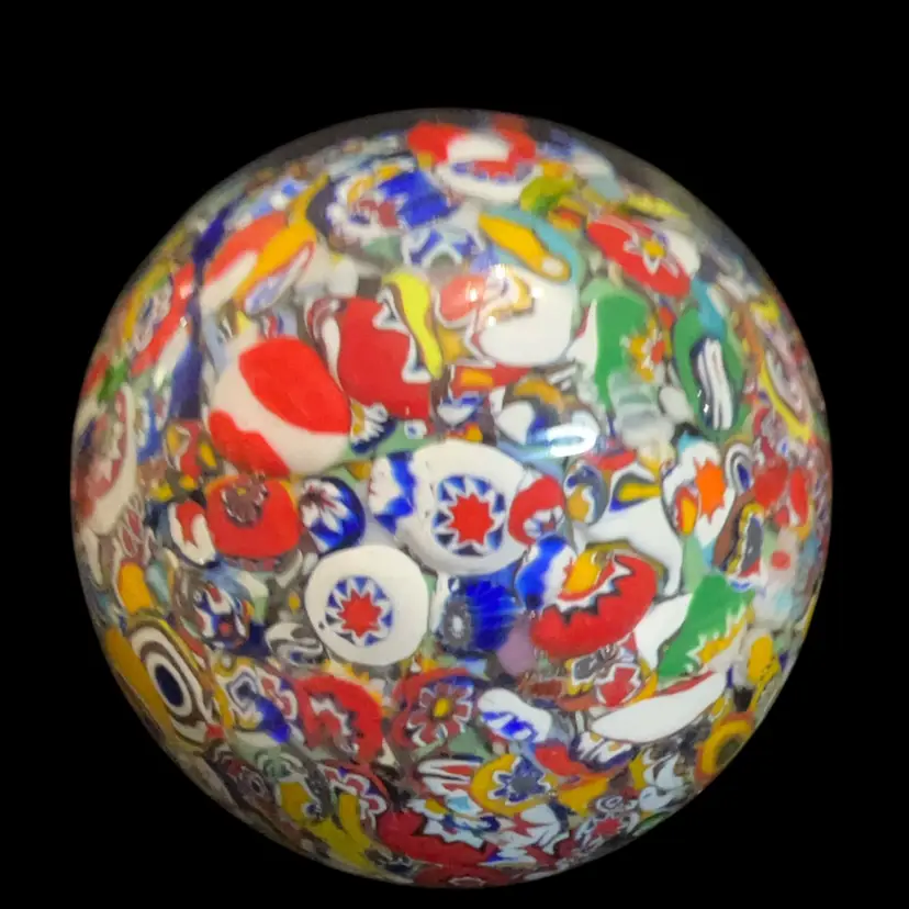 Vintage Gentile Glass W.V. Millefiori Paperweight, Hard To Find Made In West Virginia Stamped Bottom , Good Vintage Condition , Beautiful Piece Of American Glass History!