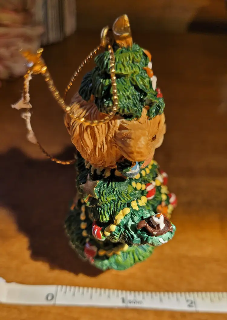 Vintage Teddy Bear Ornament Dressed as a Christmas Tree c.1990s