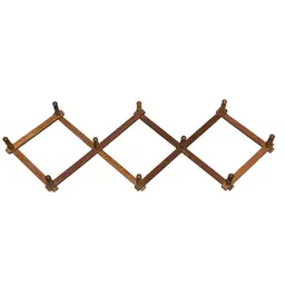 Vintage Expandable Boho Wooden Accordion 10 Peg Wall Hanger Cottage Mug Coat Hat Rack