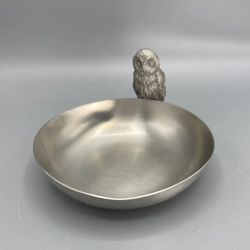 Vintage Reed & Barton Pewter (P91) Owl Trinket Dish