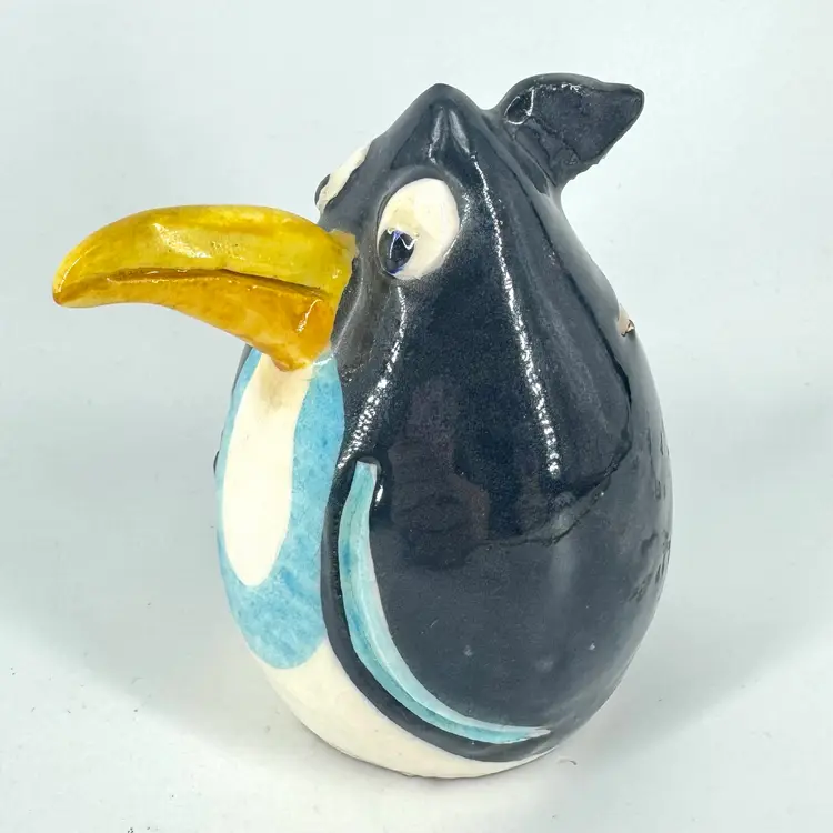 Ceramic Art Pottery Penguin Piggy Bank