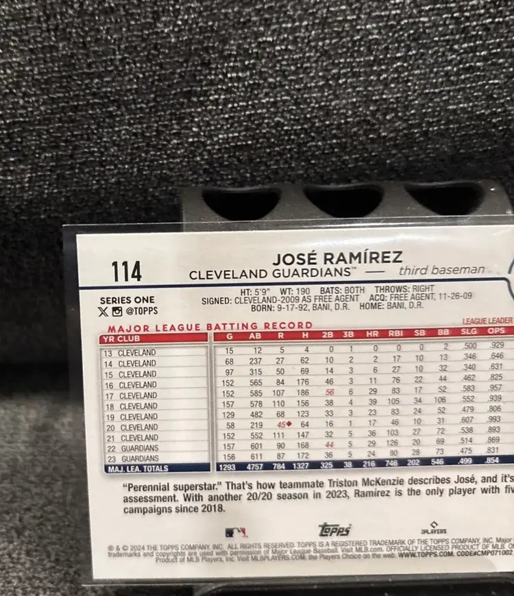 2024 Topps Series 1 #114 Jose Ramírez  Cleveland Guardians Baseball Card